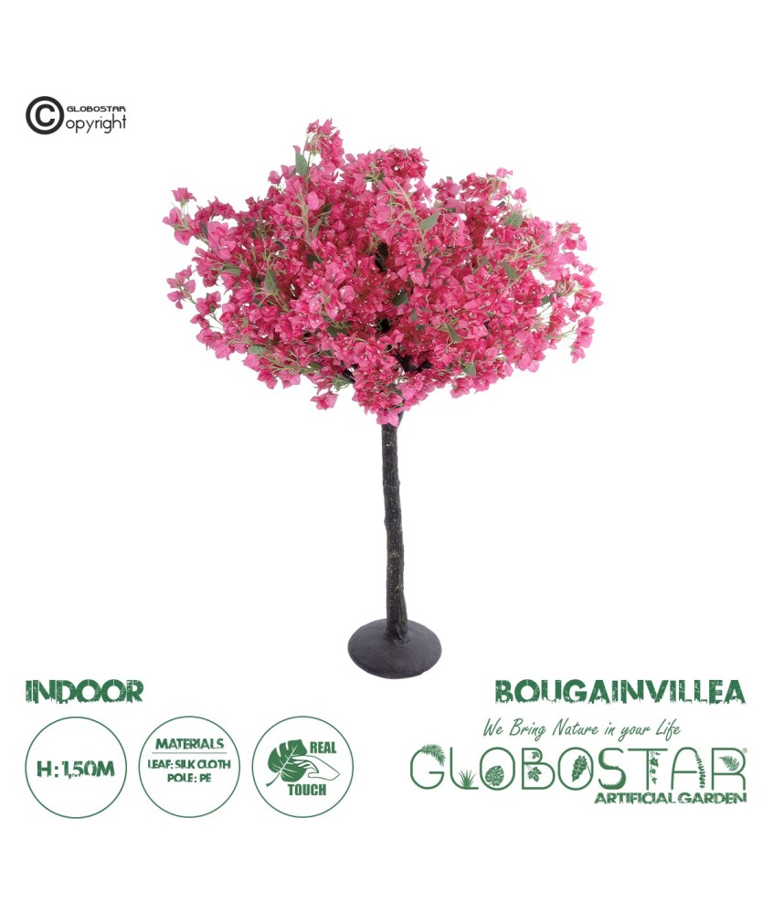 GloboStar® Artificial Garden BOUGAUVILLEA 20669 Τεχνητό Διακοσμητικό Δέντρο με Ανθη Μπουκανβίλιας Φουξ Υ150cm